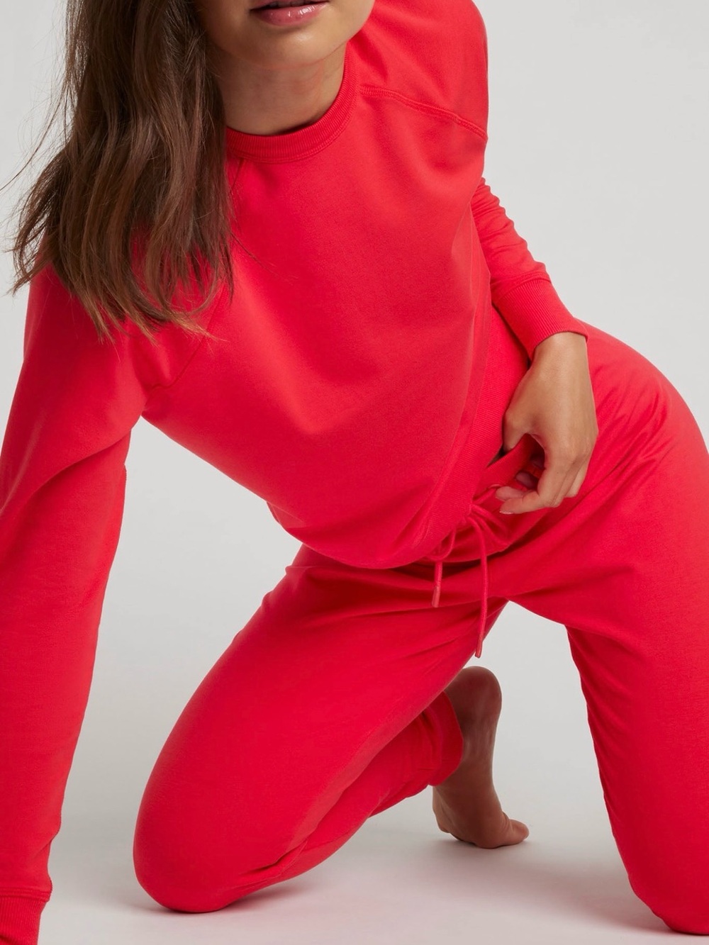 Negative Underwear Club Crew Sweatshirt Cherry Red Soft Modal Cotton